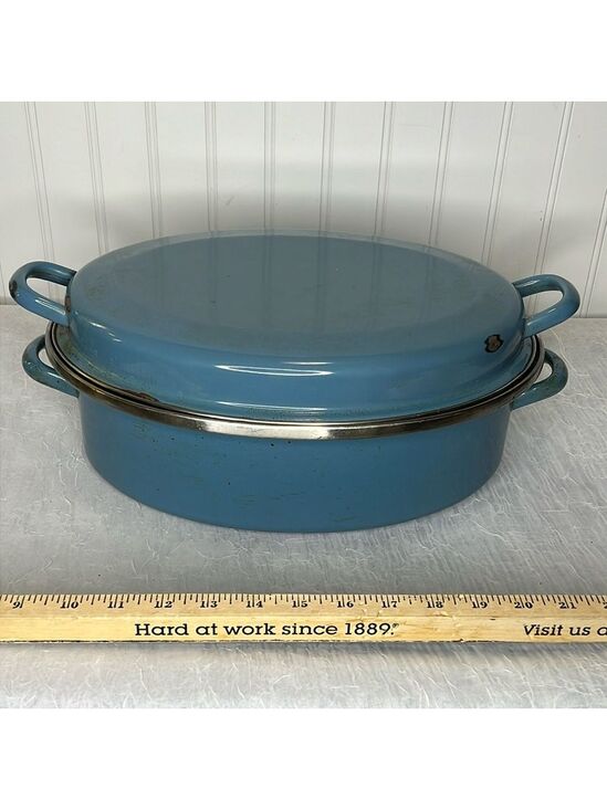 Enamelware Other - Vintage 2 Piece Blue 13” Enamelware Roaster